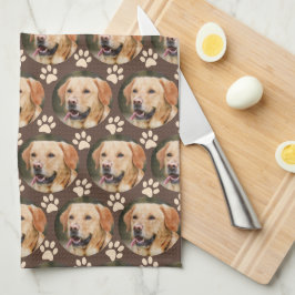 Paño De Cocina Mascota personalizado Patrón de foto Perro Marrón