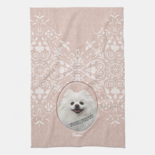 Paño De Cocina Mascota rosa elegante damasco moderno dulce