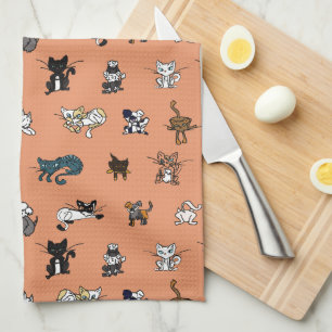 Paño De Cocina mascotas elementales naranjas