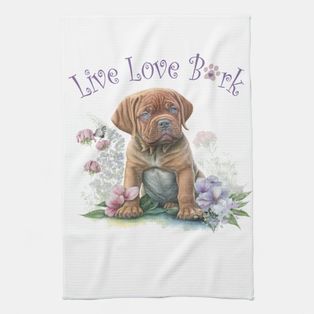 Paño De Cocina Mastiff Dog Mom Floral (Vertical)