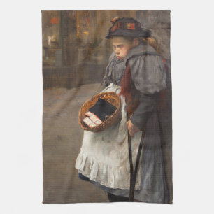 Paño De Cocina Matchstick Chica Pobre Calle Urchin Pobreza Urbana