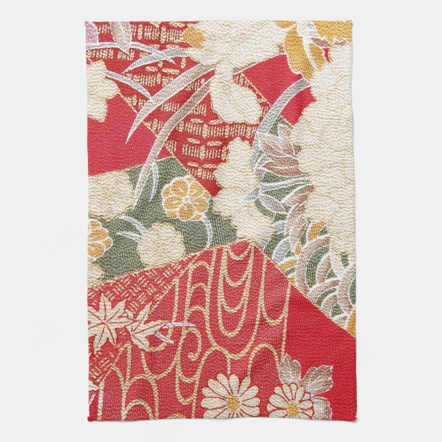 Paño De Cocina Materia textil japonesa del KIMONO, estampado de (Vertical)