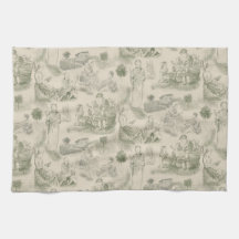 Maternidad Moderna Toile de Jouy en Verde Salvia