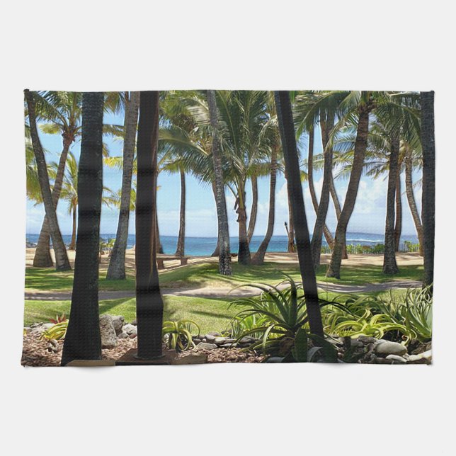 Paño De Cocina Maui Beach Hawaii Palm Trees (Horizontal)