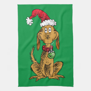 Paño De Cocina Max el perro con sombrero de Santa