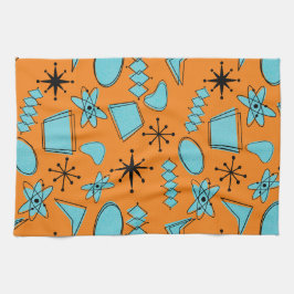 Paño De Cocina MCM Formas atómicas Turquesa en Naranja