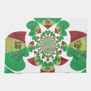 Paño De Cocina Me encanta la bandera - Amo Etiopía Rojo Dorado