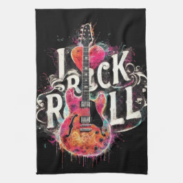 Paño De Cocina Me encanta la pintura de guitarra eléctrica Rock N