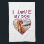 Paño De Cocina Me encanta mi perro Mascota de foto de corazón ros<br><div class="desc">Me encanta la toalla de cocina de mi Mascota de fotografía Dog Pink Heart. Una foto mascota en forma de corazón. Añade tu foto y nombre.</div>