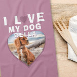 Paño De Cocina Me encanta mi perro Mascota del corazón rosado fot<br><div class="desc">Me encanta la toalla de cocina de mi Mascota Dog Pink Heart Name. Una foto mascota en forma de corazón. Añade tu foto y nombre.</div>