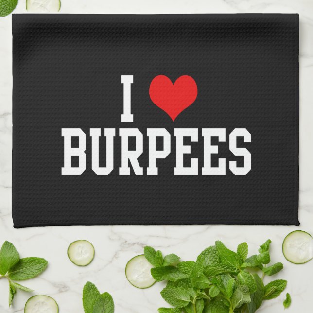 Paño De Cocina Me encantan las Burpees, el fitness (Doblado)