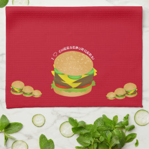 Paño De Cocina Me encantan las hamburguesas con queso