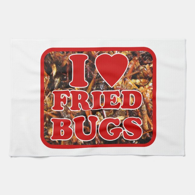 Paño De Cocina Me encantan los bugs fritos/insectos comestibles (Horizontal)