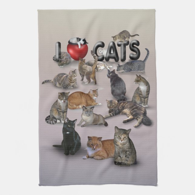 Paño De Cocina Me encantan los gatos (Vertical)