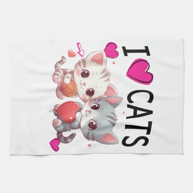Paño De Cocina Me encantan los gatos Shirt Sólo un chica que ama  (Horizontal)