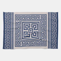 Meander griego - Llave griega - azul y beige