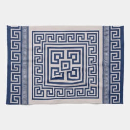 Paño De Cocina Meander griego - Llave griega - azul y beige