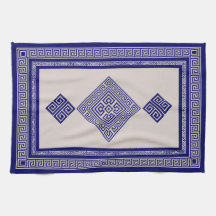 Meander griego - Llave griega - azul y beige