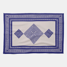 Paño De Cocina Meander griego - Llave griega - azul y beige