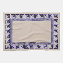 Paño De Cocina Meander griego - Llave griega - azul y crema