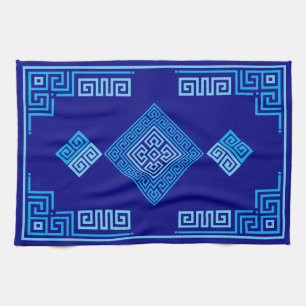 Paño De Cocina Meander griego - Llave griega - tonos azules
