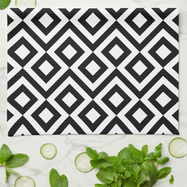 Paño De Cocina Meandro en blanco y negro (Doblado)