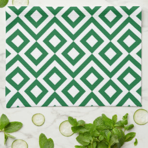 Paño De Cocina Meandro Verde y Blanco
