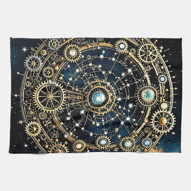 Paño De Cocina Mecanismo celeste Arte cósmico (Horizontal)
