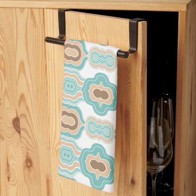 Paño De Cocina Medallón azul/marrón colorido (Pliegue de tercios)