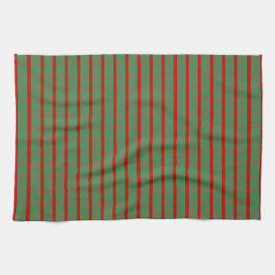 Paño De Cocina Medias de Navidad Rojas Verdes sobre Rojo Verde