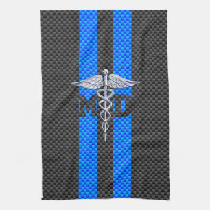 Paño De Cocina Médica médico MD Caduceus Fibra de Carbono