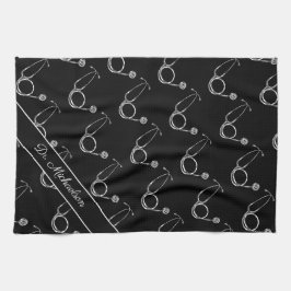 Paño De Cocina Médica Médico Patrón de estetioscopio Nombre del m