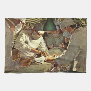 Paño De Cocina Medicina antigua, médicos realizando cirugía en ur