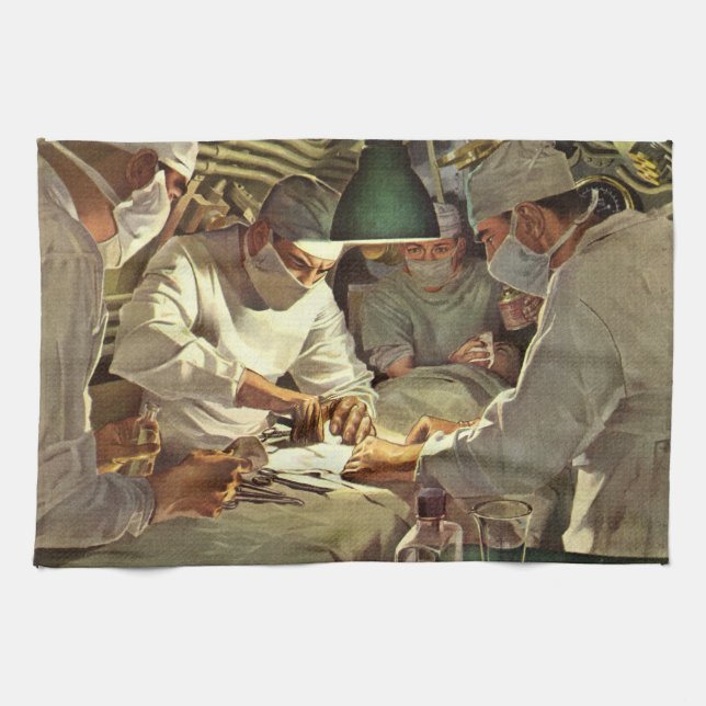 Paño De Cocina Medicina de época, Médicas que realizan cirugías e (Horizontal)