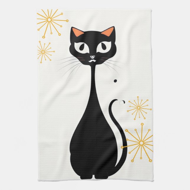 Paño De Cocina Medid Century Moderno MCM Guay Black Cat (Vertical)
