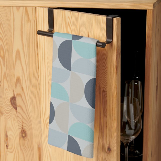 Paño De Cocina Medio siglo Verde azul y gris moderno (Pliegue de tercios)