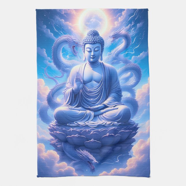 Paño De Cocina Meditación del Buda Dragón Místico (Vertical)