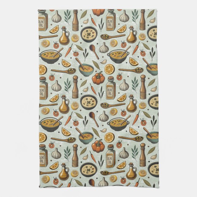 Paño De Cocina Mediterranes Essen- Küche- Kochen (Vertical)