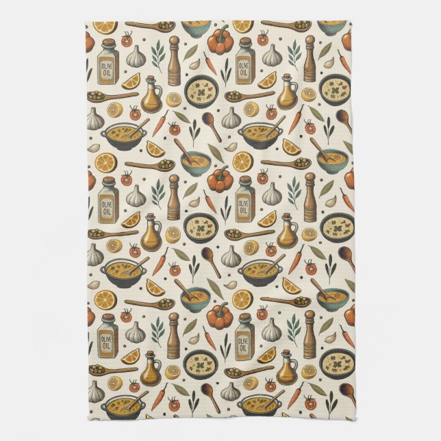 Paño De Cocina Mediterranes Essen- Küche- Kochen (Vertical)