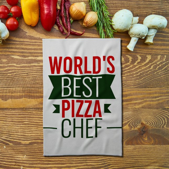 Paño De Cocina Mejor chef de pizza del mundo - verde rojo (Subido por el creador)