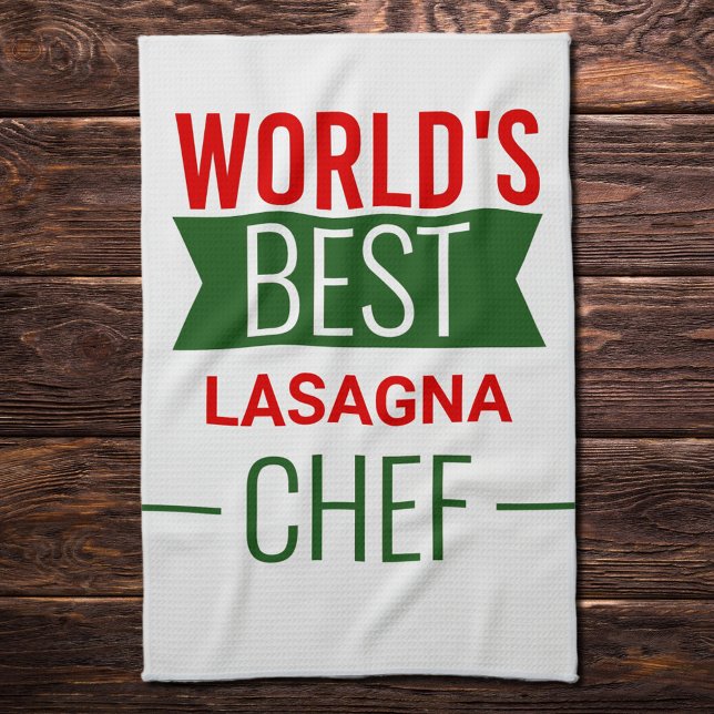 Paño De Cocina Mejor Chef del Mundo de Lasagna - verde rojo (Subido por el creador)