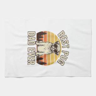 Paño De Cocina Mejor diseño de camiseta vintage de pug para papá 