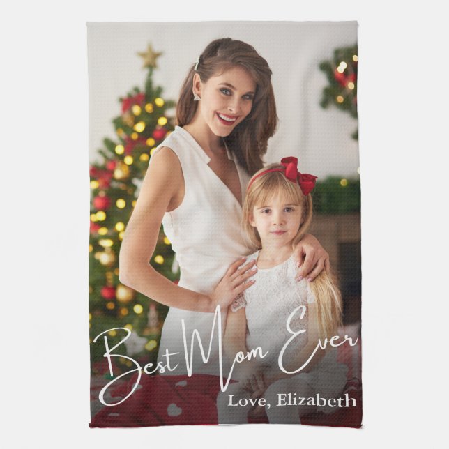 Paño De Cocina Mejor foto de mamá de Personalizado (Vertical)