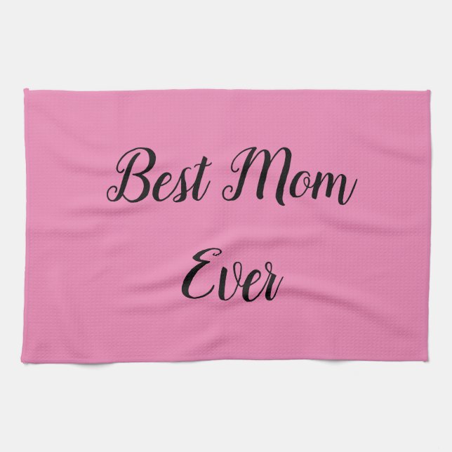 Paño De Cocina Mejor mamá que nunca texto rosa (Horizontal)