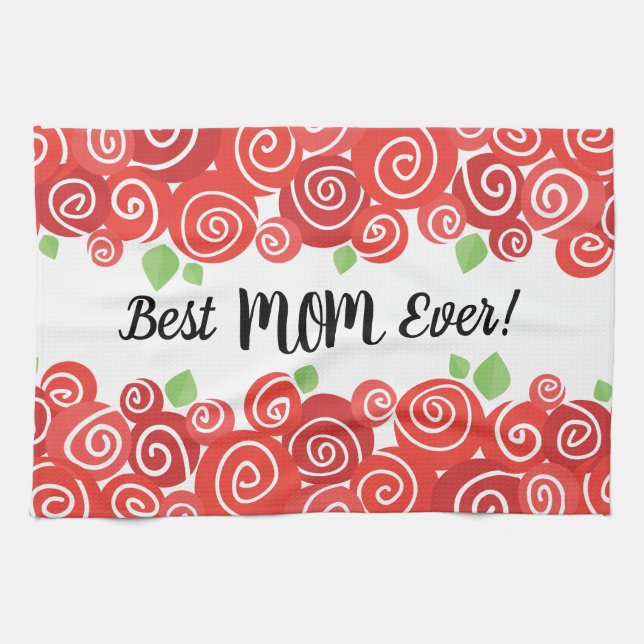 Paño De Cocina Mejor Mamá siempre Rojas Rojas lindo jardín de pri (Horizontal)