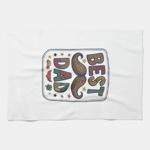 Paño De Cocina Mejor Papá Bigote Vintage Vector Diseño de Padre_1