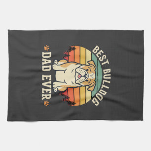 Paño De Cocina Mejor papá Bulldog Retro Vector