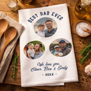 Paño De Cocina Mejor Papá del Mundo 3 Fotos Recuerdo del Día del 