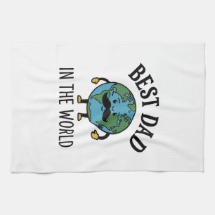 Paño De Cocina Mejor Papá del Mundo Earth Mustache Camiseta Diseñ