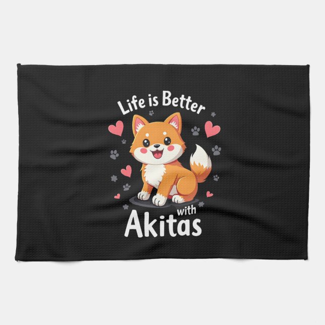 Paño De Cocina Mejor vida con Akita Tank Top (Horizontal)